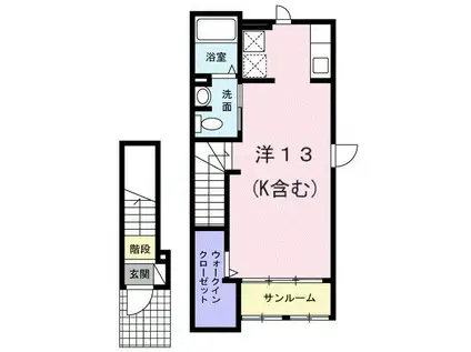 アクア湘南(ワンルーム/2階)の間取り写真