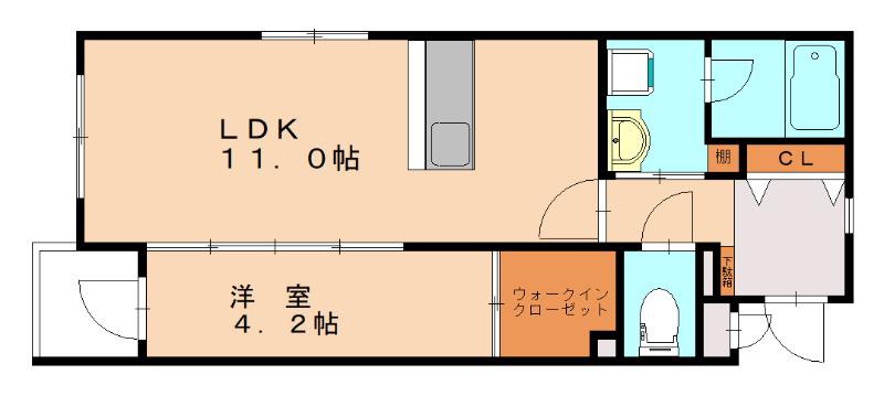 ラ・コルダ中井(1LDK/1階)の間取り写真