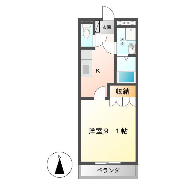 イーストピア(1K/2階)の間取り写真