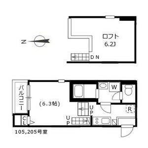 ハーモニーテラス上名古屋(1SK/2階)の間取り写真