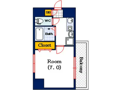 ラナップスクエア難波(1K/7階)の間取り写真
