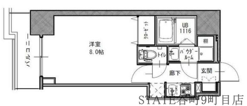 S-RESIDENCE谷町五丁目(1K/14階)の間取り写真