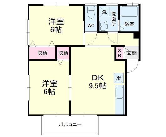 クラウンハイツN(2DK/1階)の間取り写真