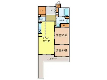 マスターズステージ泉ヶ丘(2LDK/9階)の間取り写真