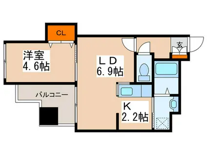 クレエル大通(1LDK/4階)の間取り写真