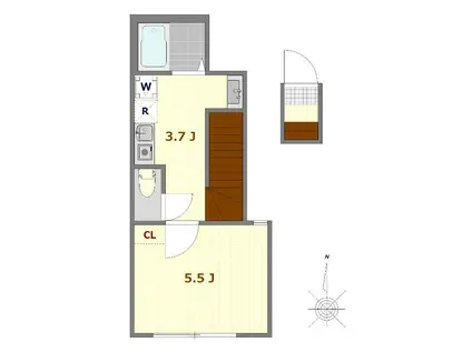 ミモザ哲学堂(1K/2階)の間取り写真