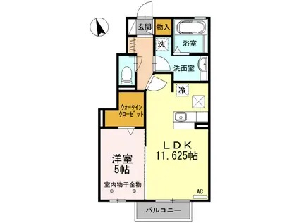 フォレストII(1LDK/1階)の間取り写真