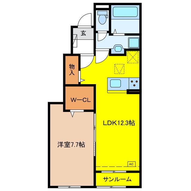 グロリアス丸野(1LDK/1階)の間取り写真