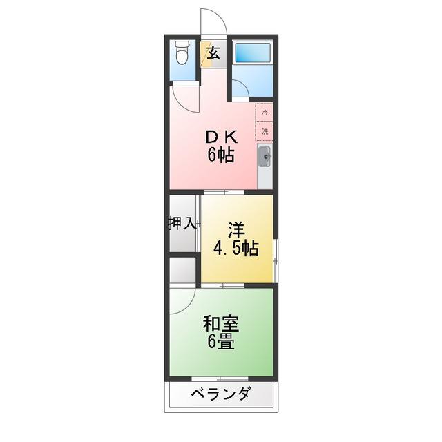 ヒロハウスA/B(2DK/1階)の間取り写真
