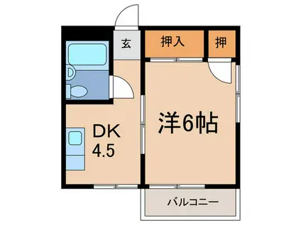 魚与しビル(1DK/3階)の間取り写真