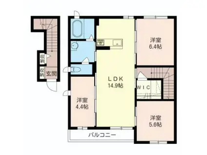 ウエストヒル(3LDK/2階)の間取り写真