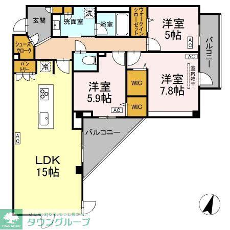 プライム フォレスト 百合ケ丘(3LDK/4階)の間取り写真