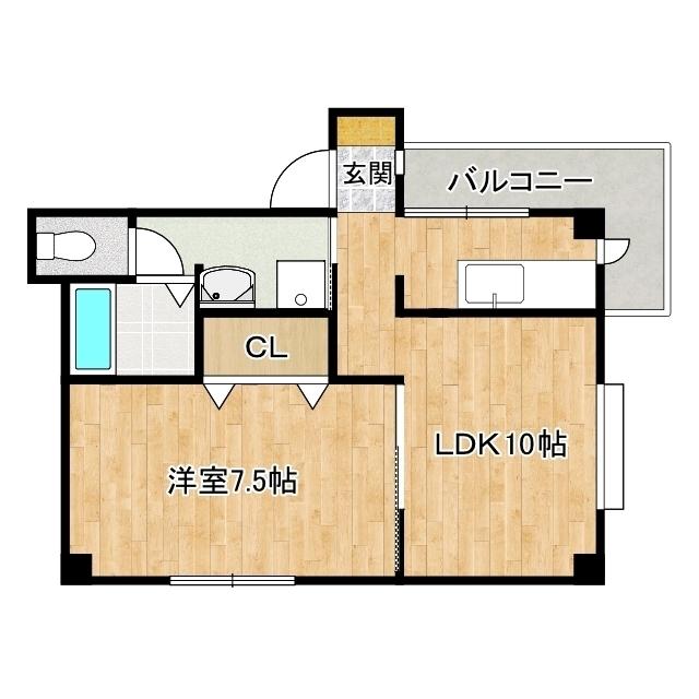人宿町第2コーポラス(1LDK/3階)の間取り写真