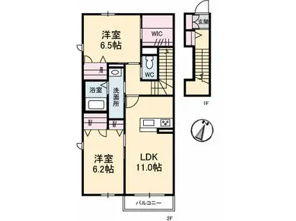 シャーメゾンYS(2LDK/2階)の間取り写真