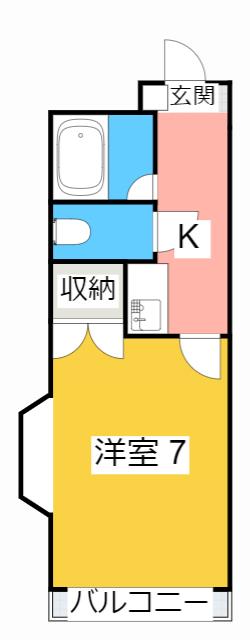 ドミネンス曲尺手(1K/2階)の間取り写真
