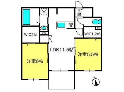 パレットコートM(2LDK/2階)の間取り写真