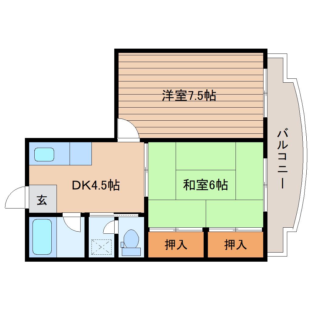 ベアーズマンション(2DK/2階)の間取り写真
