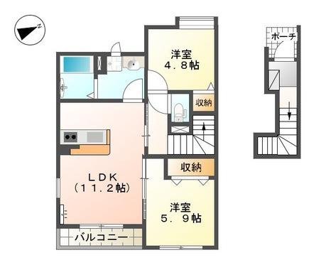 ルミナス・ハイム(2LDK/2階)の間取り写真