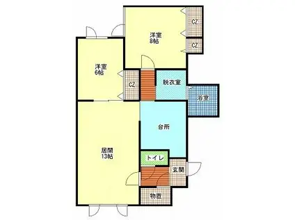 ウッドパレス(2LDK/2階)の間取り写真