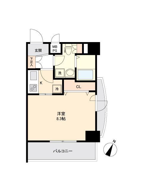 アルカサーノ新杉田(1K/2階)の間取り写真
