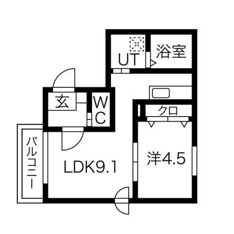 プルミエ福住(1LDK/4階)の間取り写真