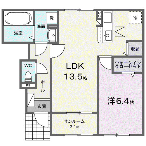 ポレイロ ウン(1LDK/1階)の間取り写真