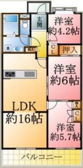 クレドール須磨(3LDK/1階)の間取り写真