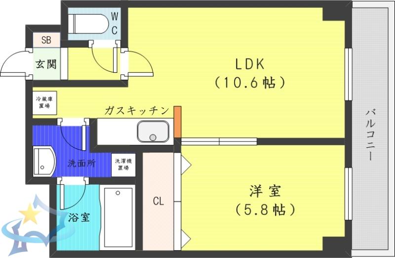 キャロット13(1LDK/2階)の間取り写真