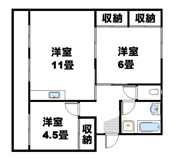 東逗子団地813(2LDK/3階)の間取り写真