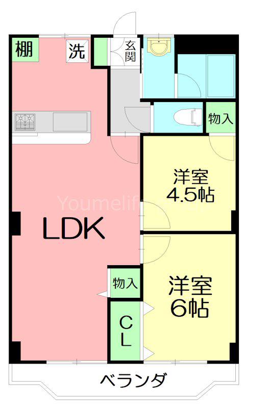 足柄第一ビル(2LDK/2階)の間取り写真