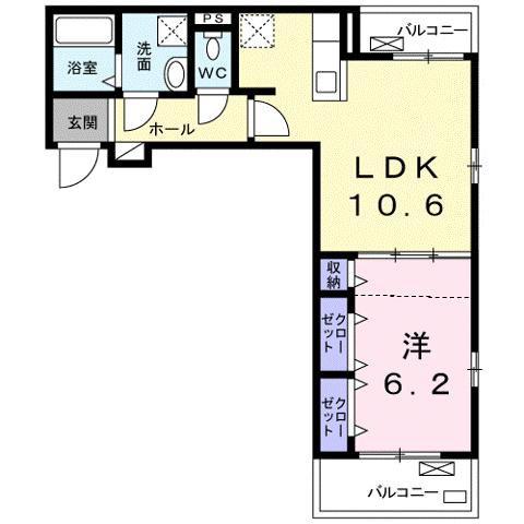 アルティミーノI(1LDK/2階)の間取り写真