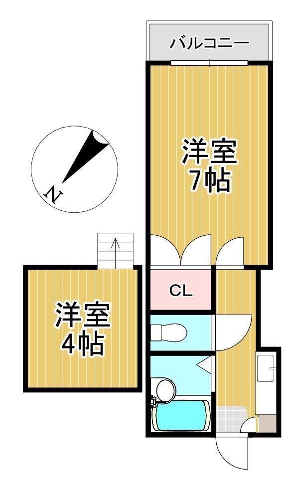 アザリア野中町(1K/1階)の間取り写真