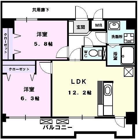エターナル・スクエア(2LDK/5階)の間取り写真