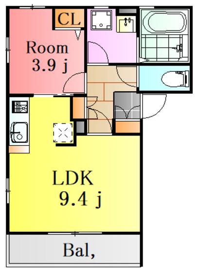 パーシモン霞(1LDK/2階)の間取り写真