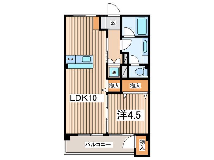 富士見台マンション(1LDK/2階)の間取り写真