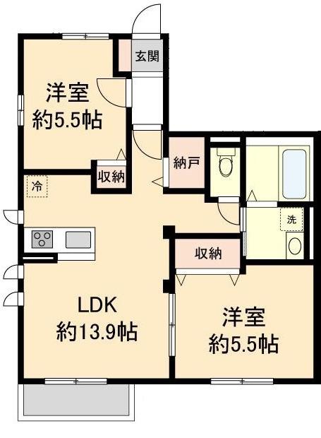 COZYハイムあびこ(2LDK/1階)の間取り写真