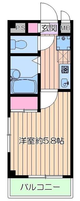 サンライト新井薬師(1K/4階)の間取り写真