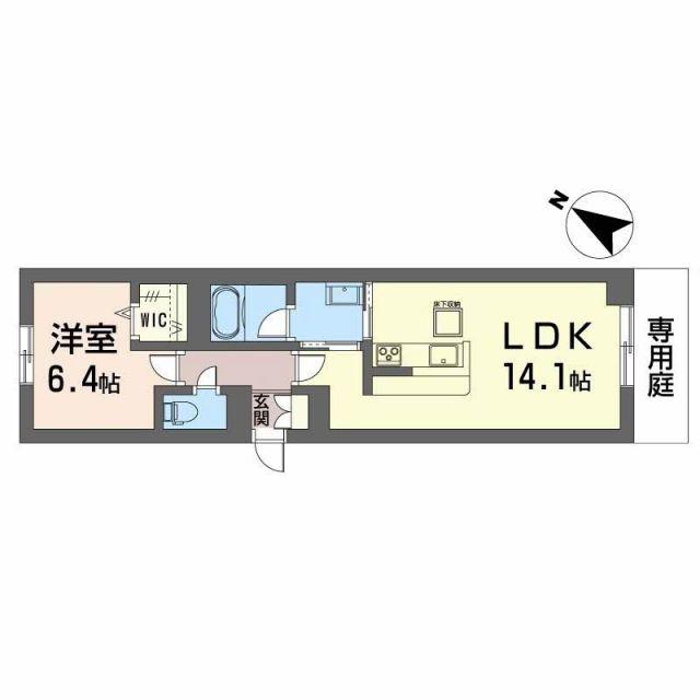 フルールブラン(1LDK/1階)の間取り写真
