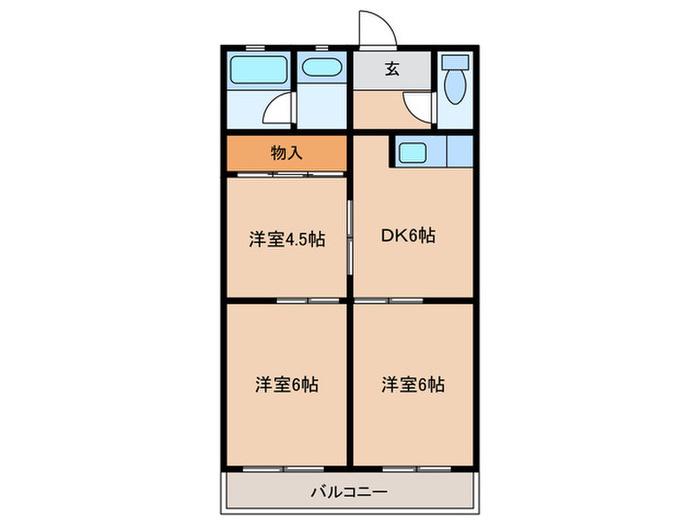マンションコーシン(3DK/2階)の間取り写真