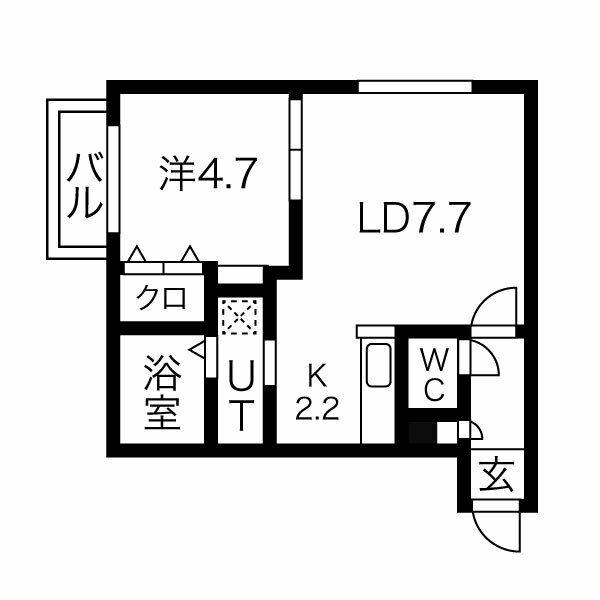 BALBONI N17 バルボーニ(1LDK/2階)の間取り写真