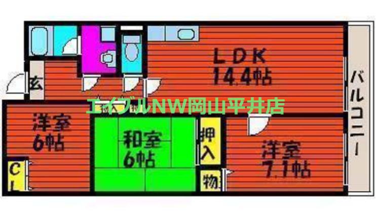 ラフィーネ住吉(3LDK/4階)の間取り写真