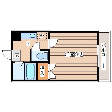 サンレモハイツ上杉B棟(1K/3階)の間取り写真