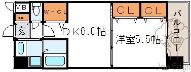 プレサンス梅田東アルファ(1DK/3階)の間取り写真
