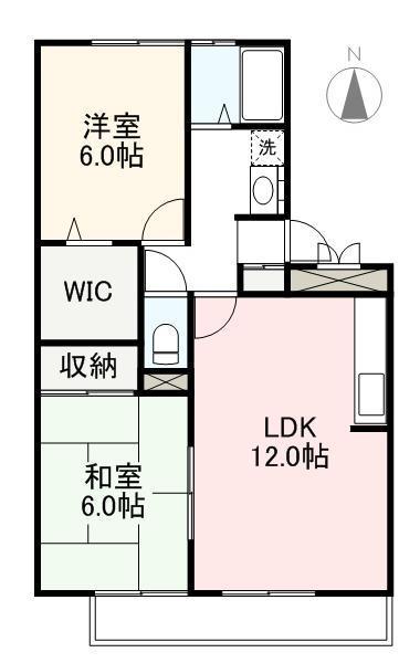 サンヒルズA・B・C棟(2LDK/1階)の間取り写真