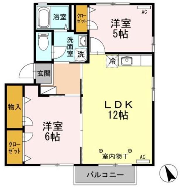 ラピエラ(2LDK/1階)の間取り写真