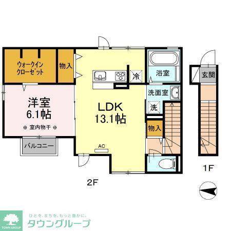 フェリシアIII(1LDK/2階)の間取り写真