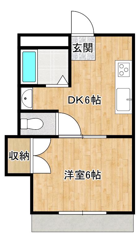 ヴェルデTM(1DK/3階)の間取り写真