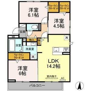 U-DINE庄内緑地(3LDK/3階)の間取り写真