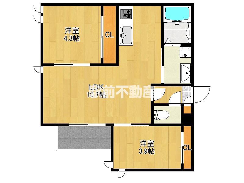 REGALEST F 訓尭(2LDK/3階)の間取り写真