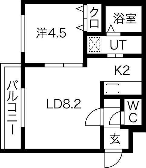 BELLA LUNAひばりヶ丘(1LDK/1階)の間取り写真